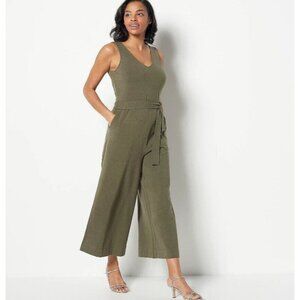 Encore by Idina Menzel Petite V-Neck Romper Size 3XP Olive A501321